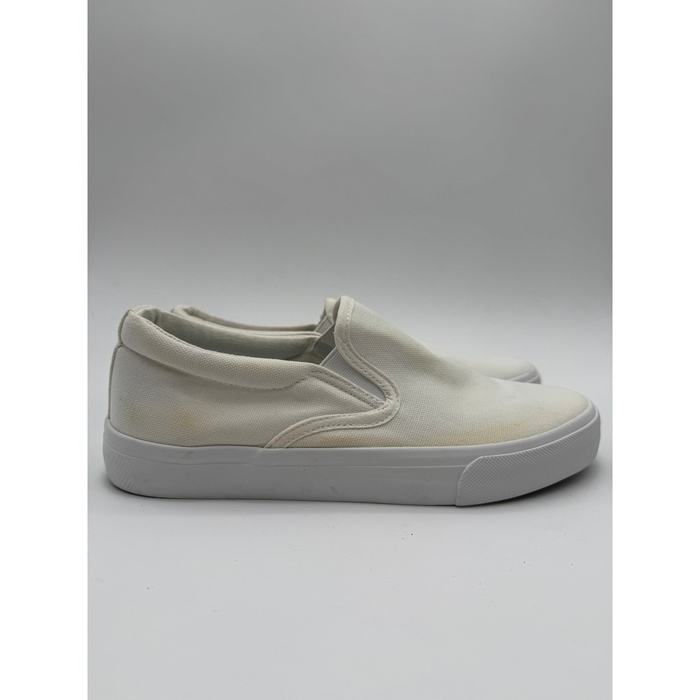 White Canvas Slip On Sneakers Women'sSize 7.5 Casual Shoes - Picture 3 of 7